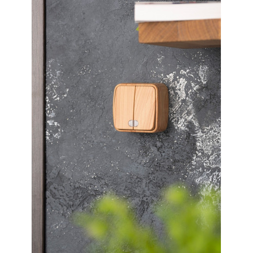 EKF Basic Минск Светлое дерево Выключатель 2-кл с индикатором, 10А, ОП