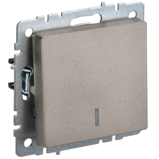 IEK BRITE BASE Шампань Выключатель 1-кл с инд. 10А ВС10-1-1-БрШ
