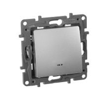 Legrand Etika Алюминий Выключатель 1-клавишный с подсветкой/индикацией, автоматические клеммы, 10 AX, 250 В