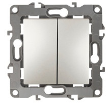 ЭРА 12-1004-15 Выключатель двойной, 10АХ-250В, IP20, без м.лапок, 12, Перламутр