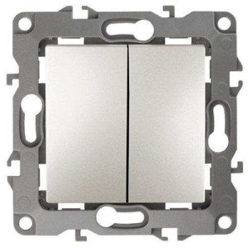 ЭРА 12-1004-15 Выключатель двойной, 10АХ-250В, IP20, без м.лапок, 12, Перламутр