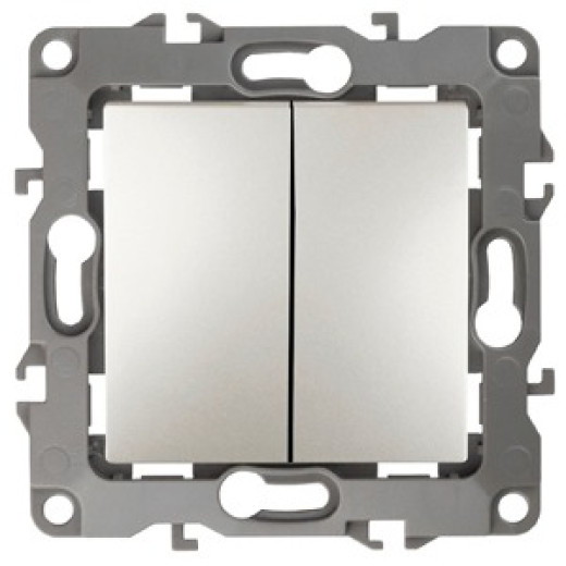 ЭРА 12-1004-15 Выключатель двойной, 10АХ-250В, IP20, без м.лапок, 12, Перламутр