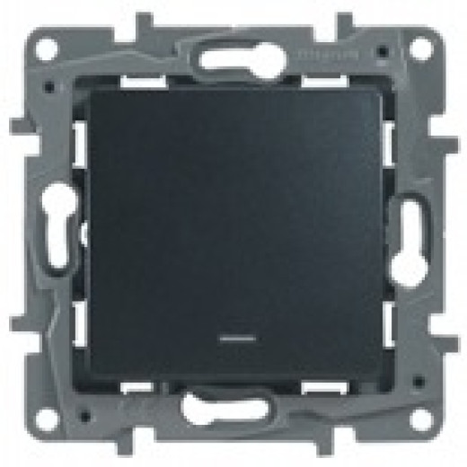 Legrand Etika Антрацит Выключатель 1-клавишный с подсветкой/индикацией, авт.клеммы, 10 AX, 250 В