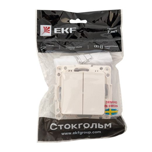 EKF PROxima Стокгольм Белый Выключатель 2-кл, 10А