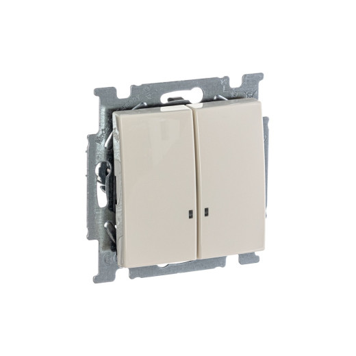 ABB BJB Basic 55 Беж Выключатель 2-клавишный с подсветкой