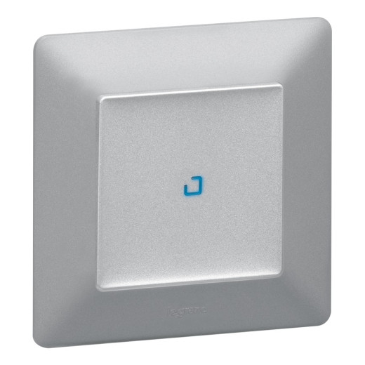 Legrand Valena LIFE Алюм Клавиша 1-ая с подсветкой/индикацией (голубая линза в центре)