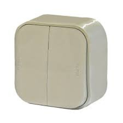Legrand Quteo Бежевый Выключатель 2-клавишный 10А