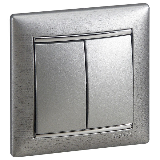 Legrand Valena Алюминий Выключатель 2-х клавишный