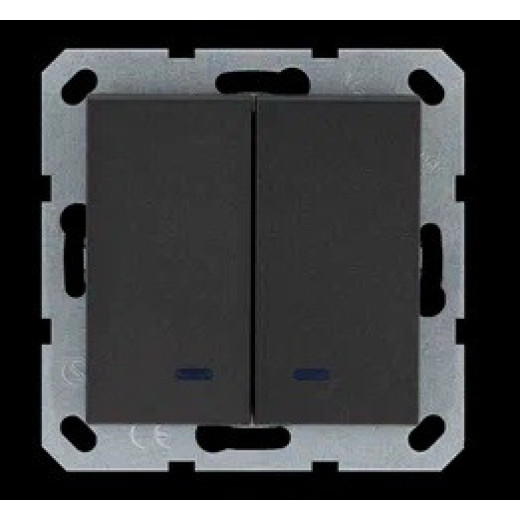 Jasmart G Антрацит Выключатель 2-кл с подсветкой 10A 250V~