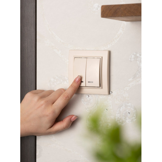 EKF Basic Минск Бежевый Выключатель 2-кл с индикатором, 10А, СП