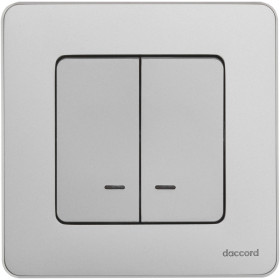 Legrand/Daccord INSPIRIA Алюминий Выключатель двухклавишный с подсветкой/индикацией 10 AX - 250 В