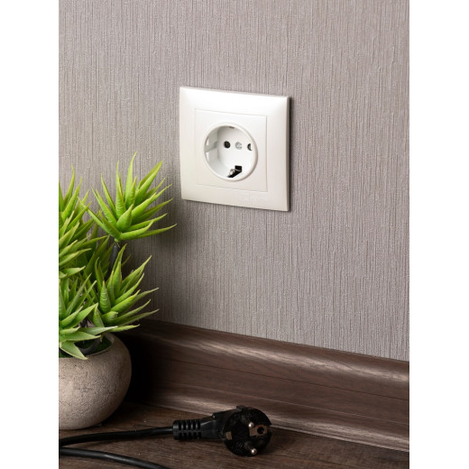 EKF PROxima Валенсия лицевая панель розетки 1-местной с/з 16А жемчуг с защ. штор.