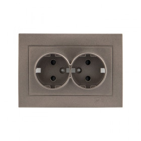 EKF PROxima Валенсия лицевая панель розетки 2-местной с/з 16А графит с защ. штор.