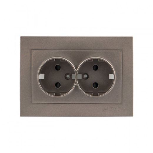 EKF PROxima Валенсия лицевая панель розетки 2-местной с/з 16А графит с защ. штор.