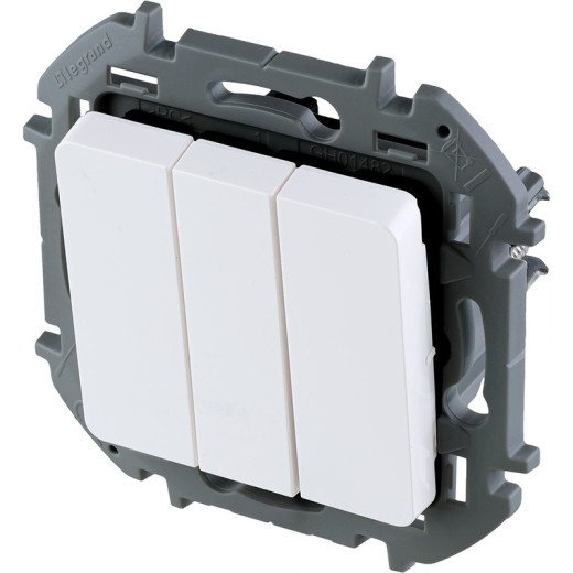 Legrand/Daccord INSPIRIA Белый Выключатель трехклавишный 10 AX - 250 В