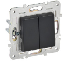 IEK SKANDY Черный Выключатель 2-клавишный перекрестный 10А SK-V06Bl