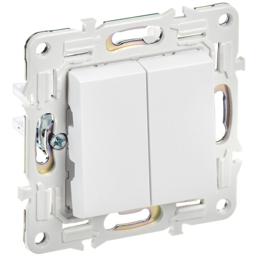 IEK SKANDY Арктический белый Выключатель 2-клавишный 10А SK-V04W