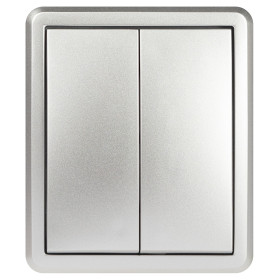 Выключатель ЭРА Эксперт 11-1205-03 двойной с подсветкой IP20 10АХ-250В ОУ алюминий