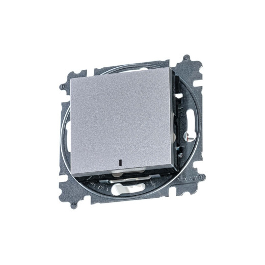 ABB EPJ Levit серебро / дымчатый чёрный Переключатель 1-кл, с ориент, подсветкой