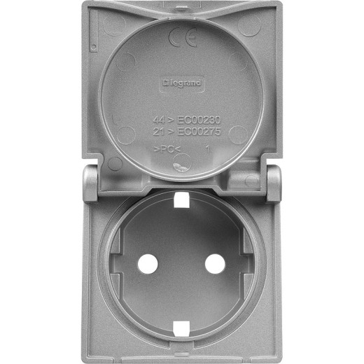 Legrand Valena LIFE Алюм Накладка розетки с/з с крышкой