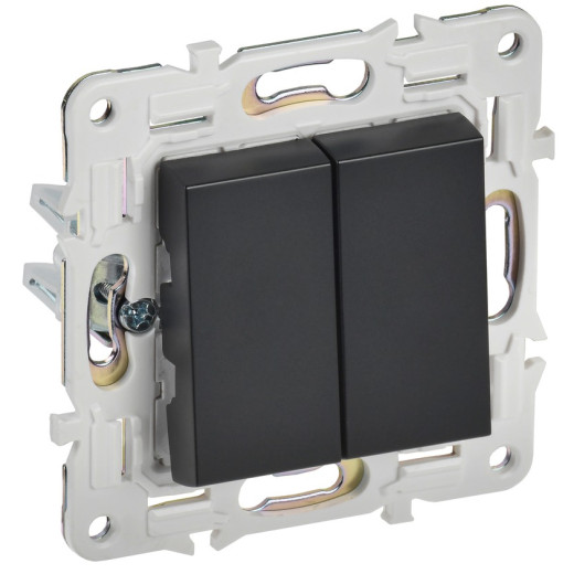 IEK SKANDY Черный Выключатель 2-клавишный 10А SK-V04Bl