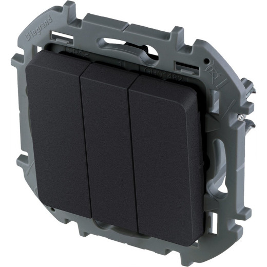 Legrand/Daccord INSPIRIA Антрацит Выключатель трехклавишный 10 AX - 250 В