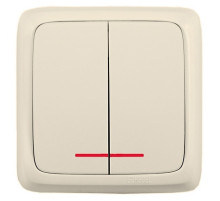 Hegel Альфа наруж Слоновая кость ВА16-154-01 Выключатель 2-клавишный с индикацией, с изол.пластиной