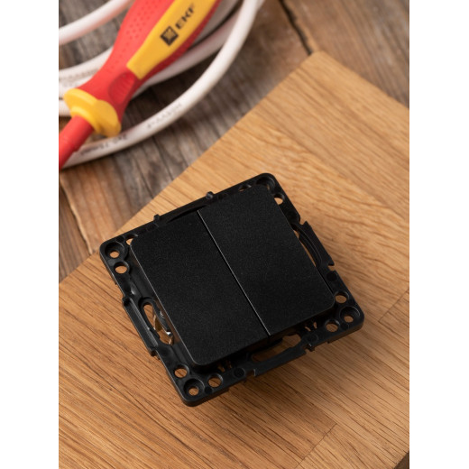 EKF PROxima Стокгольм Черный Выключатель проходной 2-кл, 10А