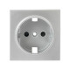 EKF PROxima Валенсия лицевая панель розетки 1-местной с/з 16А сталь с защ. штор.