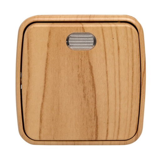 EKF Basic Минск Светлое дерево Выключатель 1-кл с индикатором, 10А, ОП