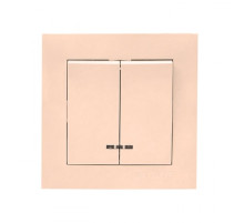 EKF PROxima Валенсия выключатель 2-кл. 10А кремовый с индикатором