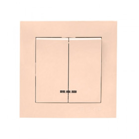 EKF PROxima Валенсия выключатель 2-кл. 10А кремовый с индикатором