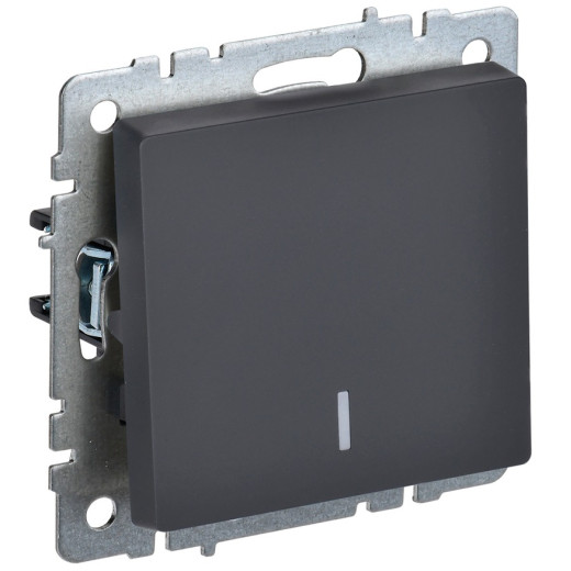 IEK BRITE BASE Графит Выключ. 1-кл. прох. с инд. 10А ВС10-1-7-БрГ