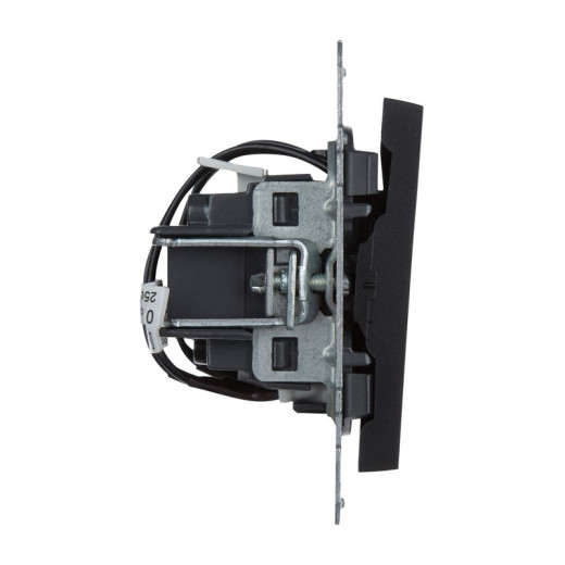 Legrand/Daccord SUNO Антрацит Выключатель двухклавишный 10АХ 250В с подсветкой/индикацией. Безвинтовые зажимы.