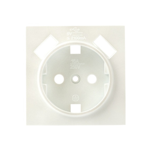 EKF PROxima Валенсия лицевая панель розетки 1-местной с/з 16А жемчуг с защ. штор. с 2 USB 2,1А