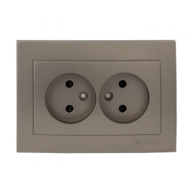 EKF PROxima Валенсия лицевая панель розетка 2-местной б/з 10А кашемир с защ. штор.