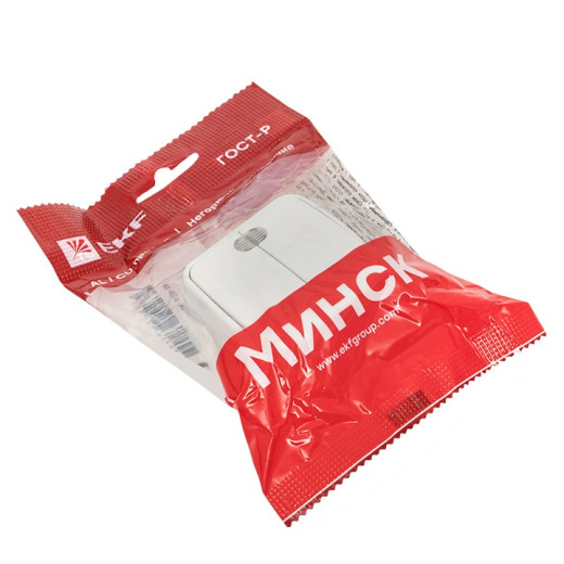 EKF Basic Минск Белый Выключатель 2-кл с индикатором, 10А, ОП