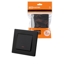 TDM Выключатель 1 кл. с подсветкой 10А черный 