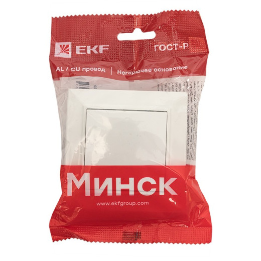EKF Basic Минск Белый Кнопка нажимная, 10А, СП