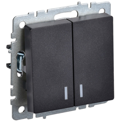 IEK BRITE BASE Черный Выключ. 2-кл с индик 10А ВС10-2-1-БрЧ