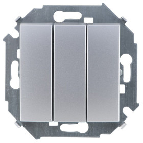 Simon 15 Алюминий Выключатель 3-клавишный, 10А, 250В, винт.зажим