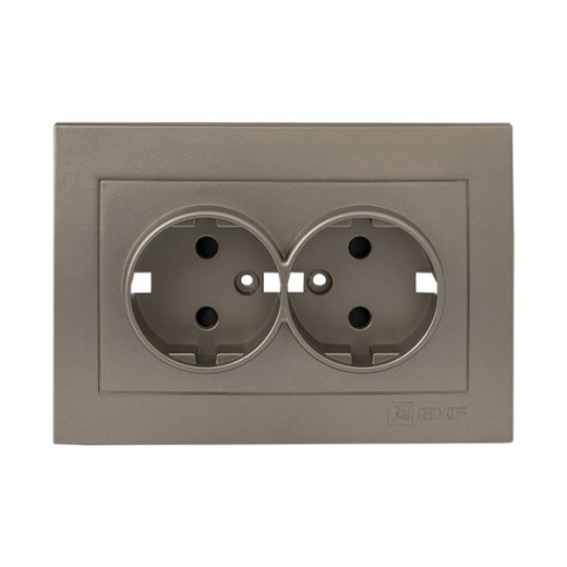 EKF PROxima Валенсия лицевая панель розетки 2-местной с/з 16А кашемир с защ. штор.