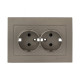 EKF PROxima Валенсия лицевая панель розетки 2-местной с/з 16А кашемир с защ. штор.