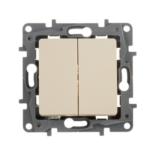 Legrand Etika Слоновая кость Выключатель 2-х клавишный, 10А, Винтовые клеммы
