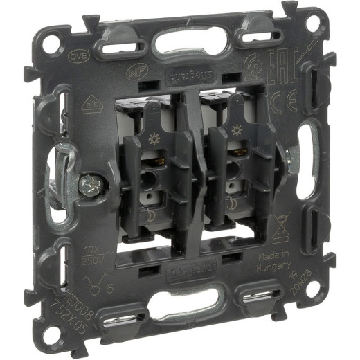 Legrand Valena Мех IN'MATIC Выключатель 2-клавишный 10АХ 250В