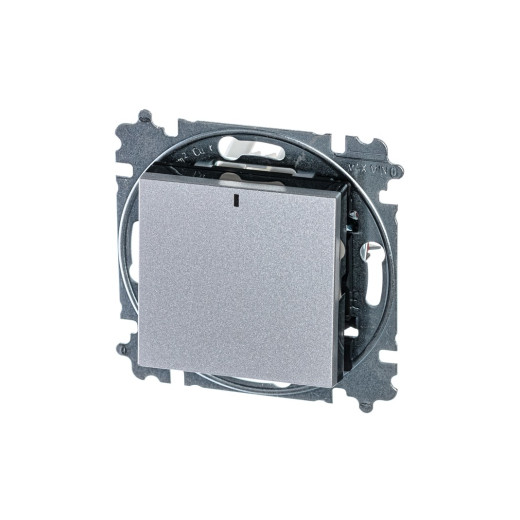 ABB EPJ Levit серебро / дымчатый чёрный Переключатель 1-кл, с ориент, подсветкой