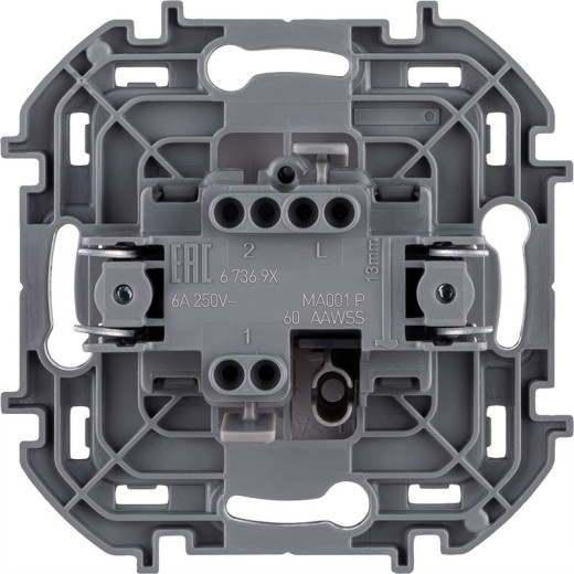 Legrand/Daccord INSPIRIA Белый Переключатель без фиксации (кнопка) с Н.О./Н.З. контактом 6 A - 250 В