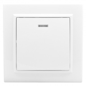 EKF Basic Минск Белый Выключатель 1-кл с индикатором, 10А, СП