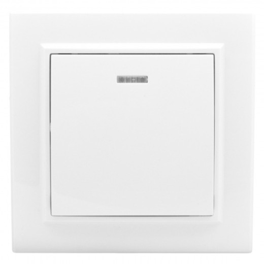 EKF Basic Минск Белый Выключатель 1-кл с индикатором, 10А, СП