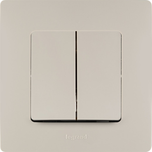 Legrand Etika Слоновая кость Выключатель 2-х клавишный, 10А, Винтовые клеммы